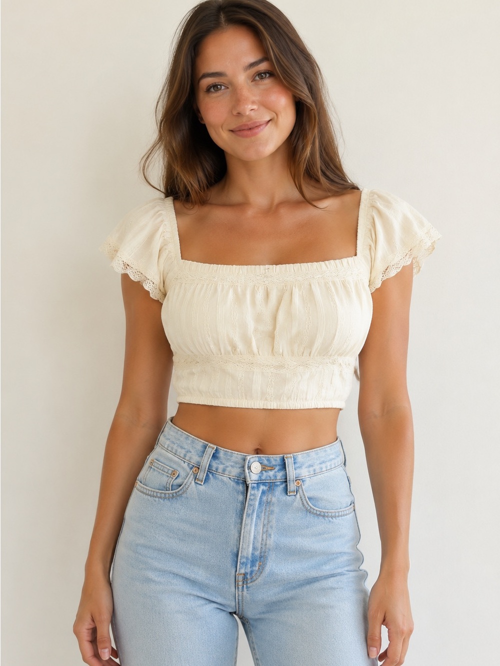#11: NWOT Altar’d State Cream Square-Neck Cropped Top -
